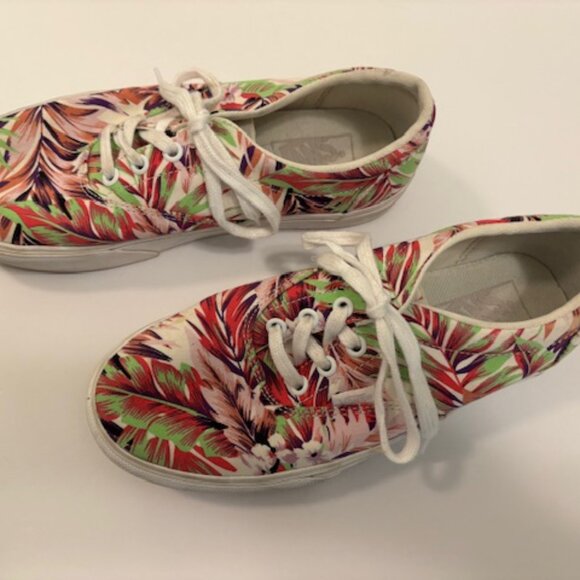 Vans Off the Wall Womens Classic Platform Purple Green Leaf 7.5 - Picture 3 of 8